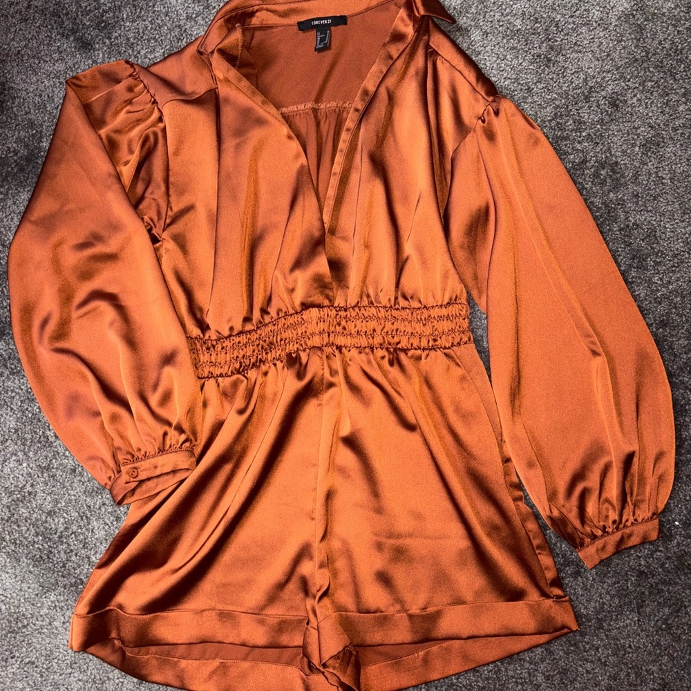 Forever 21 Burnt Orange Satin Blouse